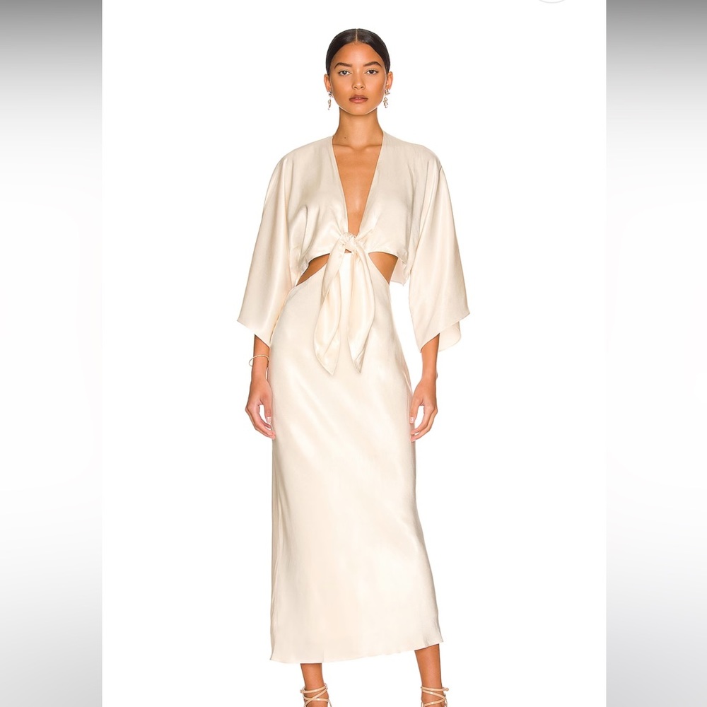La Lune Tie Front Bias Midi Dress